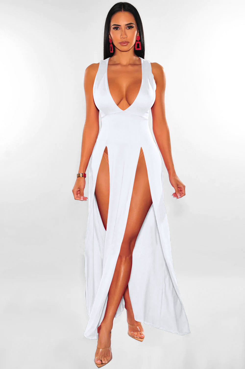 Summer deep v slit multicolor bandage nightclub dress 11