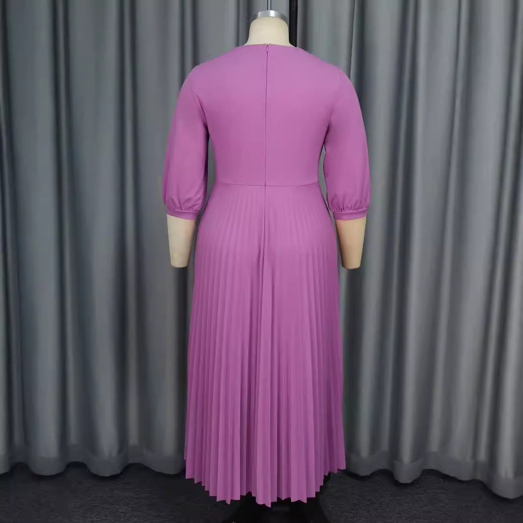 Lantern Sleeve A-Line Pleated Beaded Party Dress 4