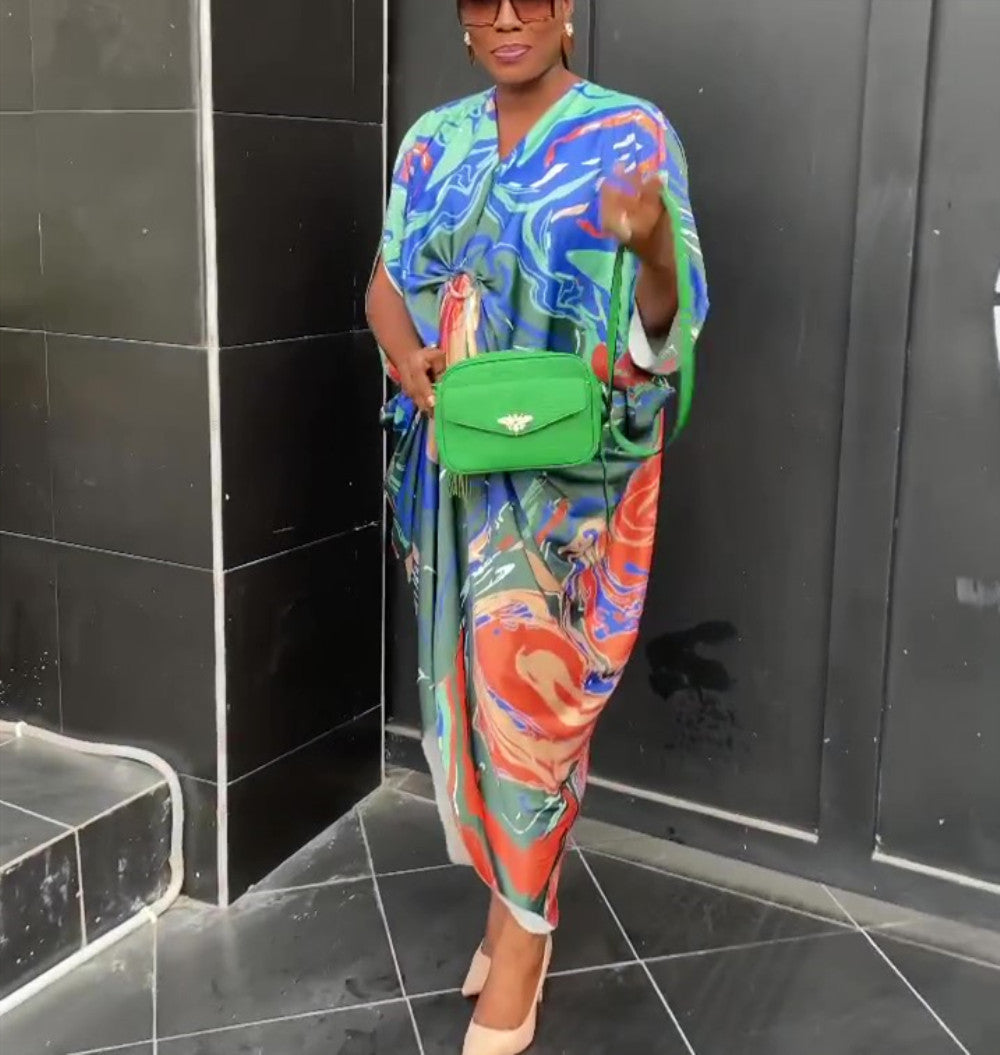 Summer Ladies Printed Short Sleeve Loose Dress 7