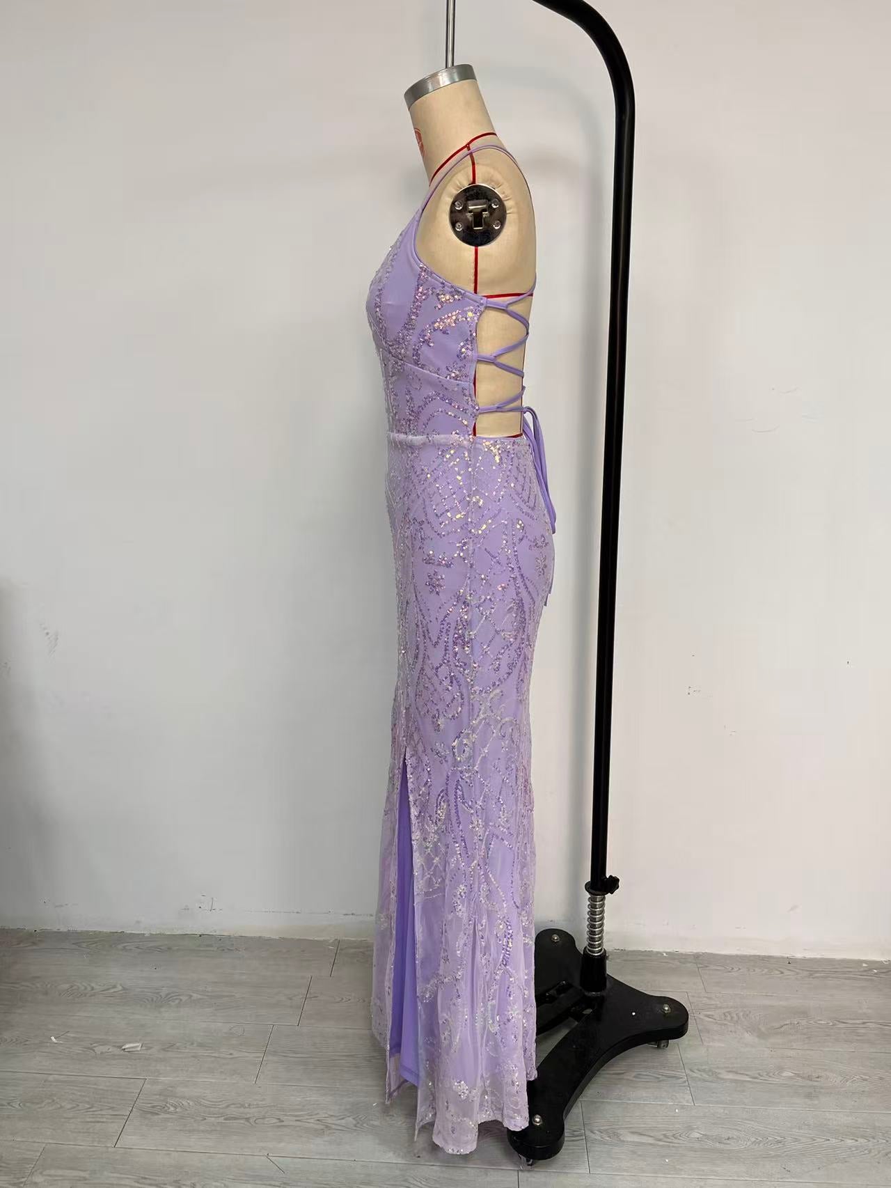 Women Party Sequined V-Neck Sexy Evening Dress 15