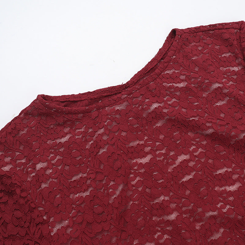 Autumn Chic Slim Lace Low Back Bodycon Women Dress 7