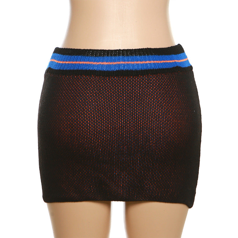 Women Letter Knitting Ribbed Top and Skirt two-piece set 60