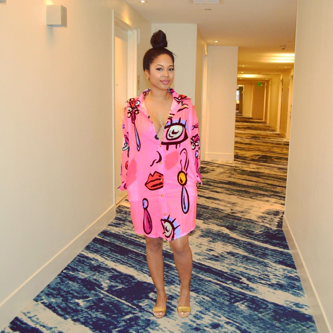 Summer TurndownCollar Print Human Head Long Sleeve Irregular Shirt 9