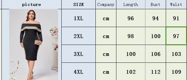 Plus Size Women Off Shoulder Long Sleeve Sequin Sexy Dress 8