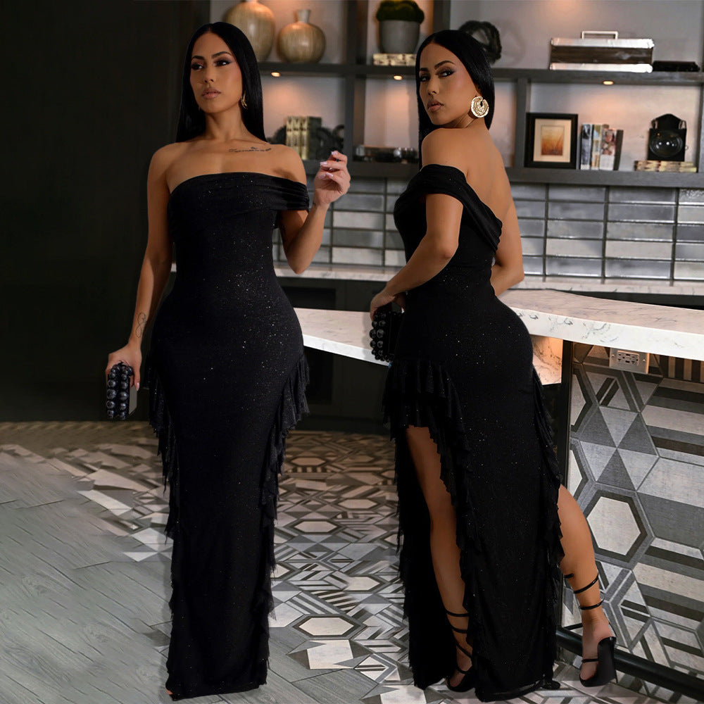 Women slit sexy Off Shoulder dress 8