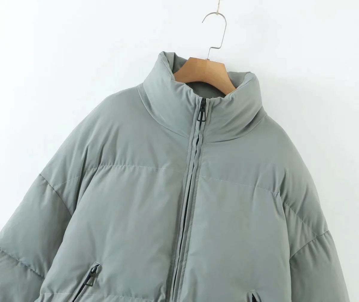 women's winter style fashion Stand Collar zipper pocket warm cotton-padded jacket 70