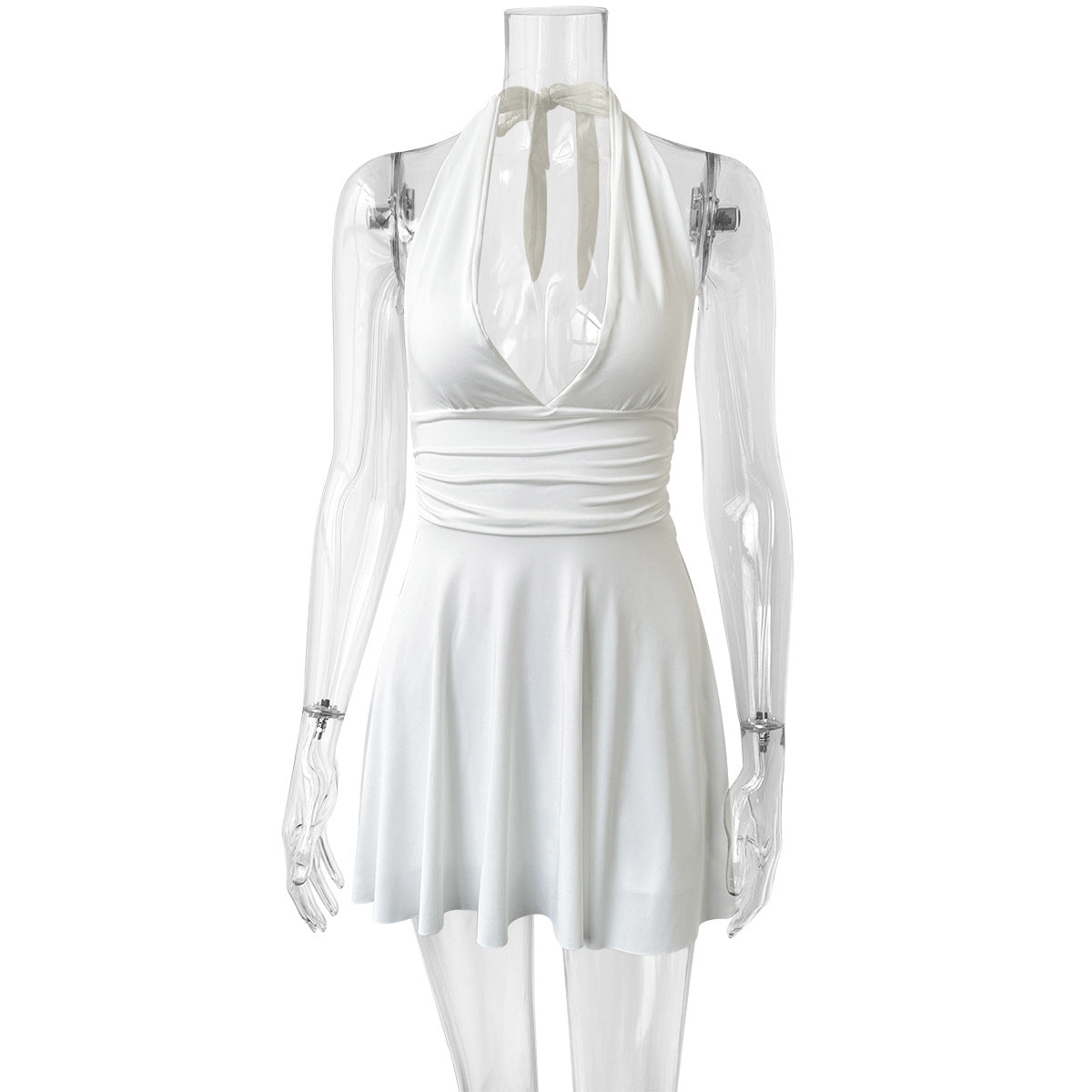 Women lace-up V-neck sexy backless pleated lace-up dress 11