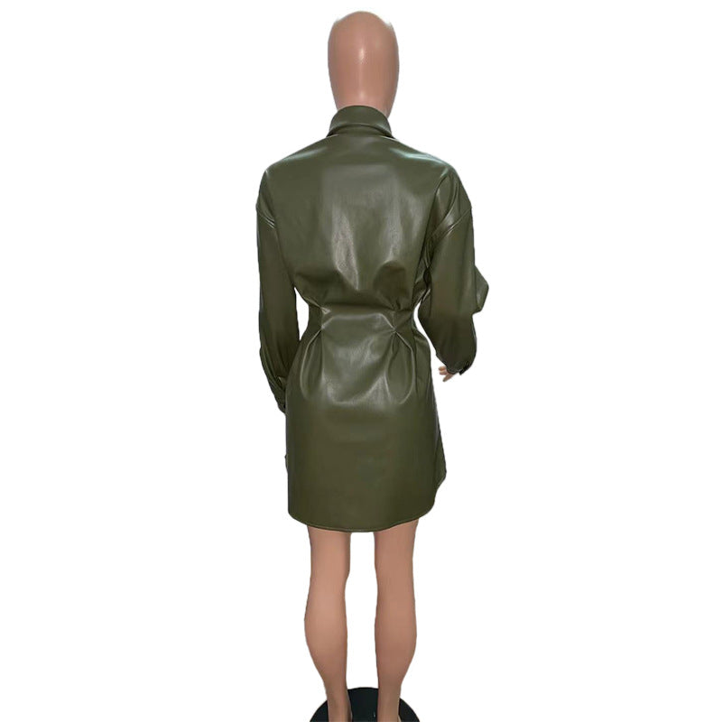 Women Fall/Winter Jacket Pleated Waist Dress 13