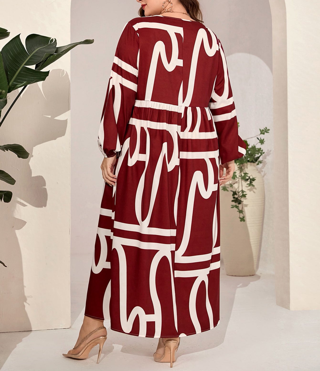 Plus Size Women's Autumn Loose Printed Long Sleeve Trendy Fashion Dresses 3