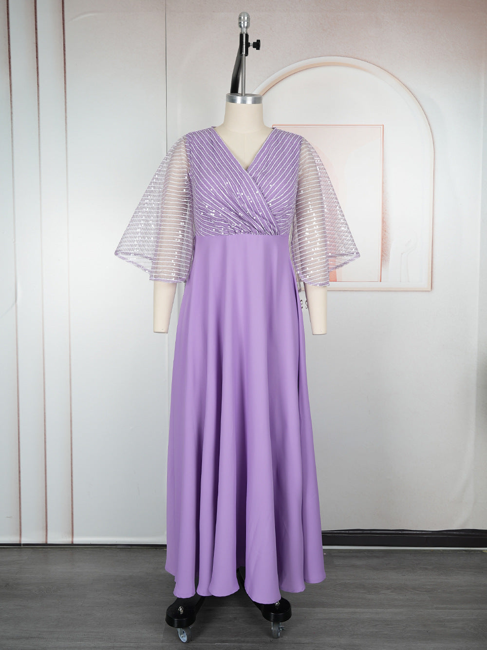 Muslim Dubai Women's African Sleeve Loose Casual Beaded Robe Dress 11