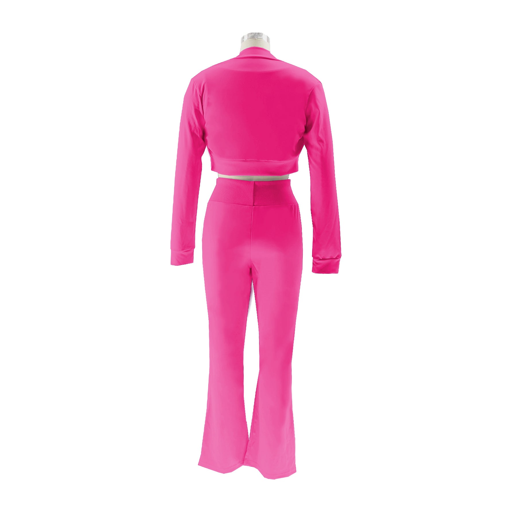 Women's Solid Color Long Sleeve Sexy Open Waist Casual Sports Three-Piece Pants Set 27