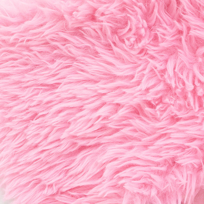 Women's Summer/Fall Halter Neck Low Back Lace-Up Faux Fur Tight Slim Solid Knee-Length Shorts Set 20