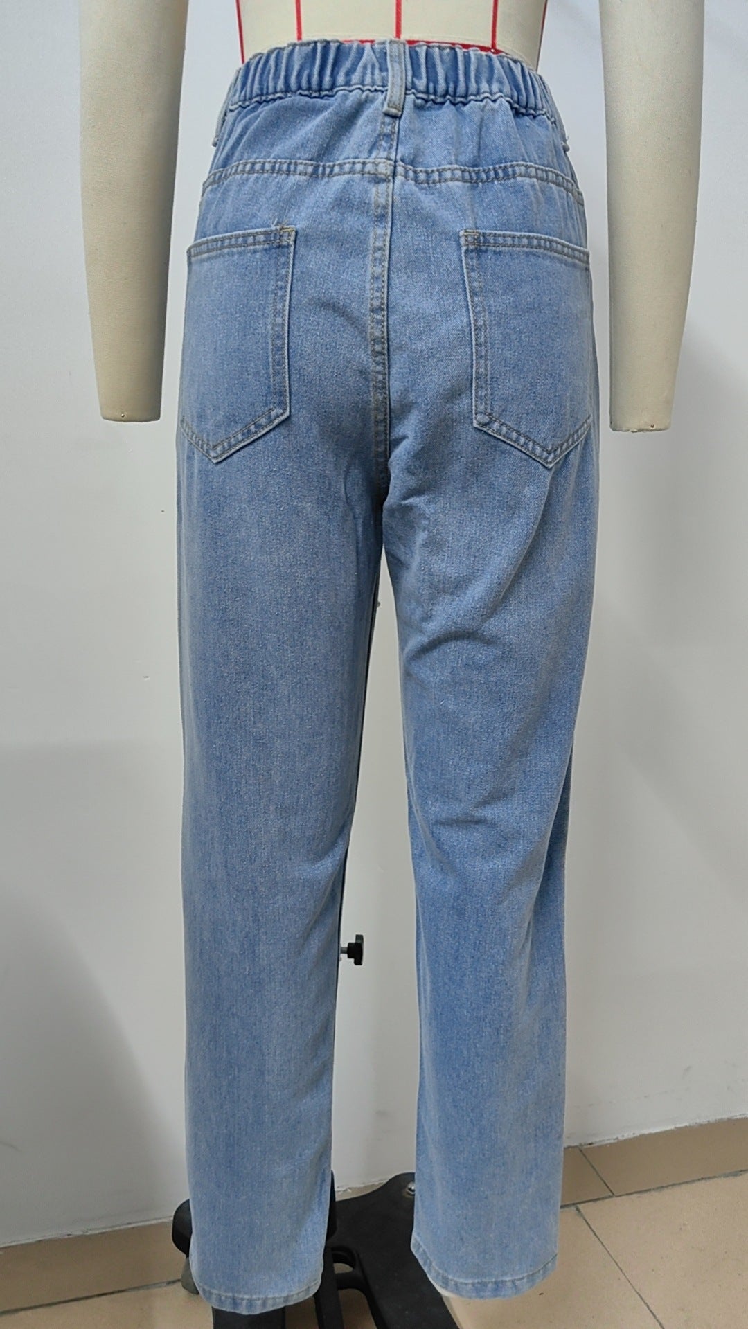 Women's Autumn Washed Pearl Denim Straight Trousers 7