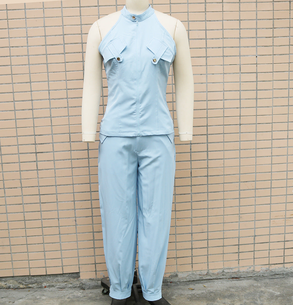 Women Summer Sleeveless Top and Cargo Pants Two-Piece Set 11