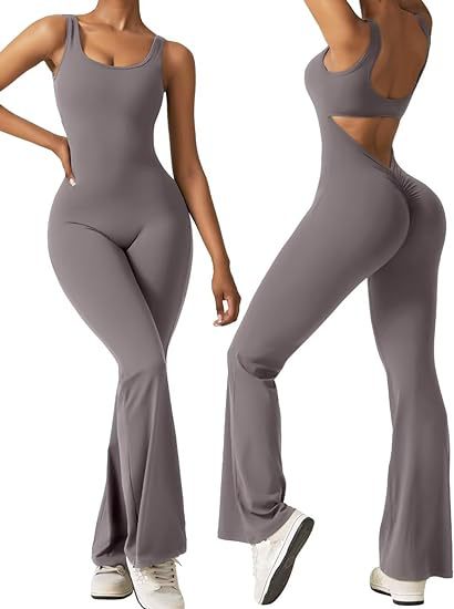 Women Sexy Sleeveless Backless Bell Bottom Jumpsuit 6