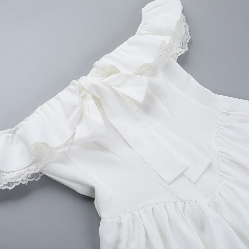 Off-Shoulder Slim Waist A-Line Mini Dress Chic Cocktail Dress 15