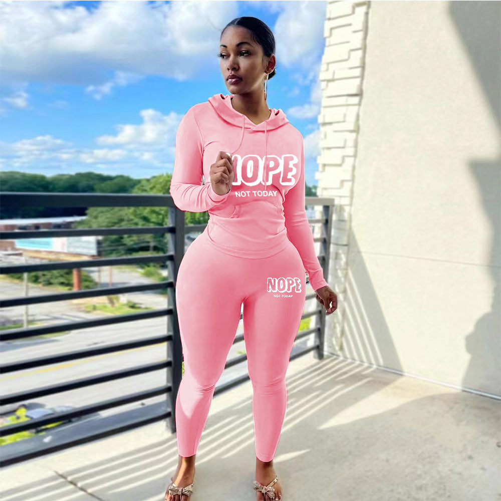 Plus Size Women's Sexy Fashion Printed Sports Two-Piece Pants Set 6