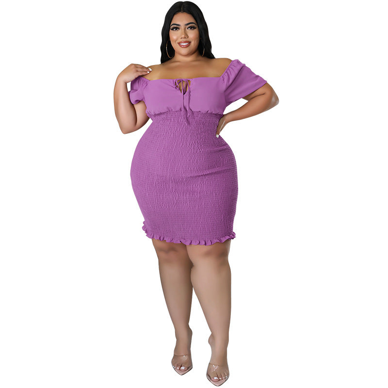 Plus Size Women's Summer Off Shoulder Bodycon Dress 17