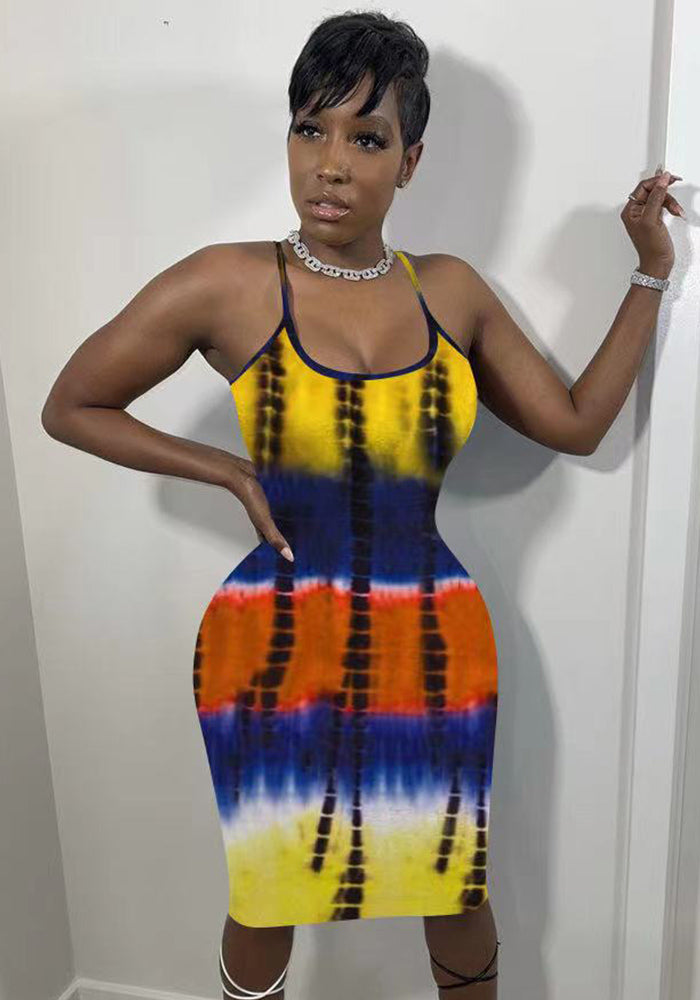 Ladies Fashion Casual Print Strap Dress