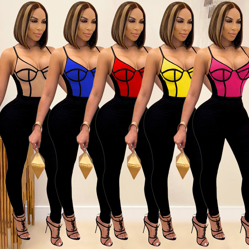 Autumn Women'S Fashion Sexy Strap Tight Fitting Women'S Jumpsuit
