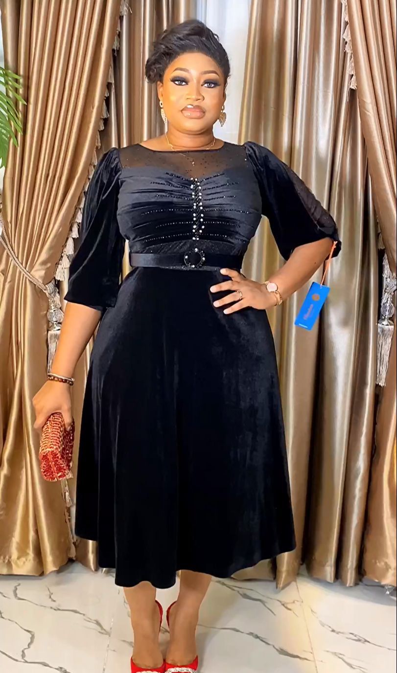 Africa Plus Size Spring And Winter Chic Beaded Evening Dress 7