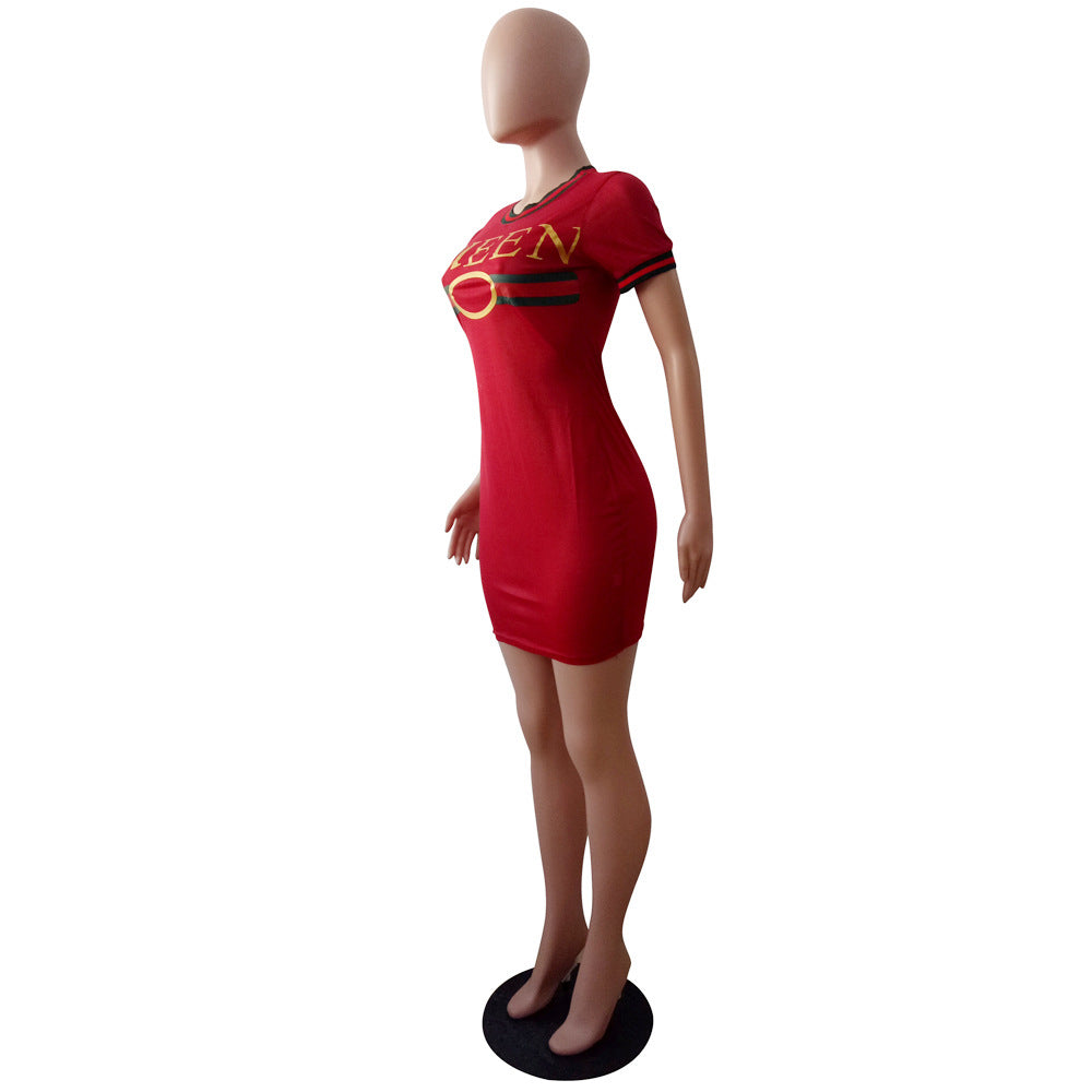 Women Summer Striped Letter Dress 22