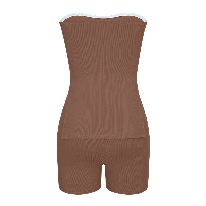 Knitting Ribbed Summer Solid Color Fashion Casual Suit 49