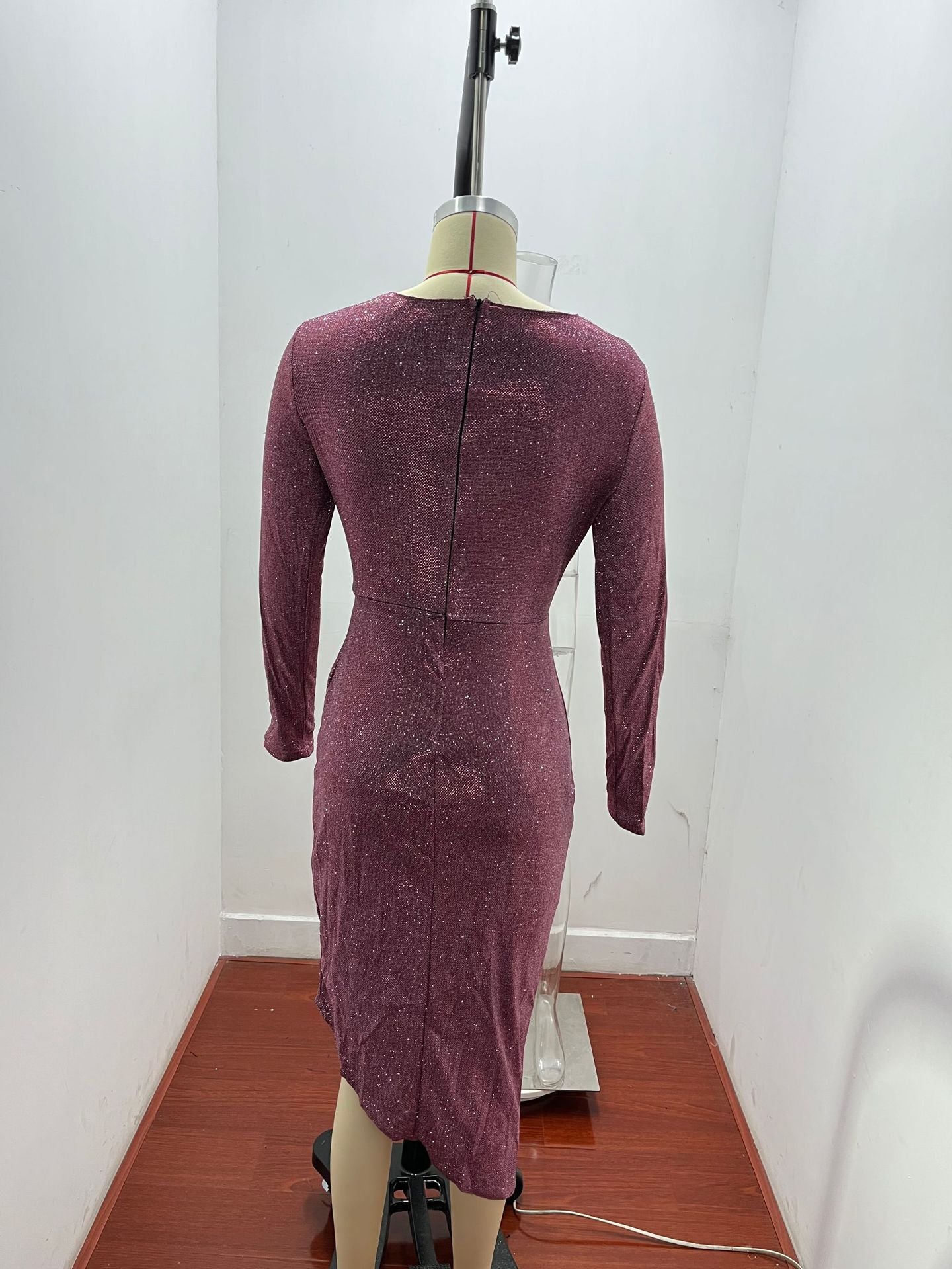 Women Shiny long-sleeved V-neck sparkling evening sexy dress 30