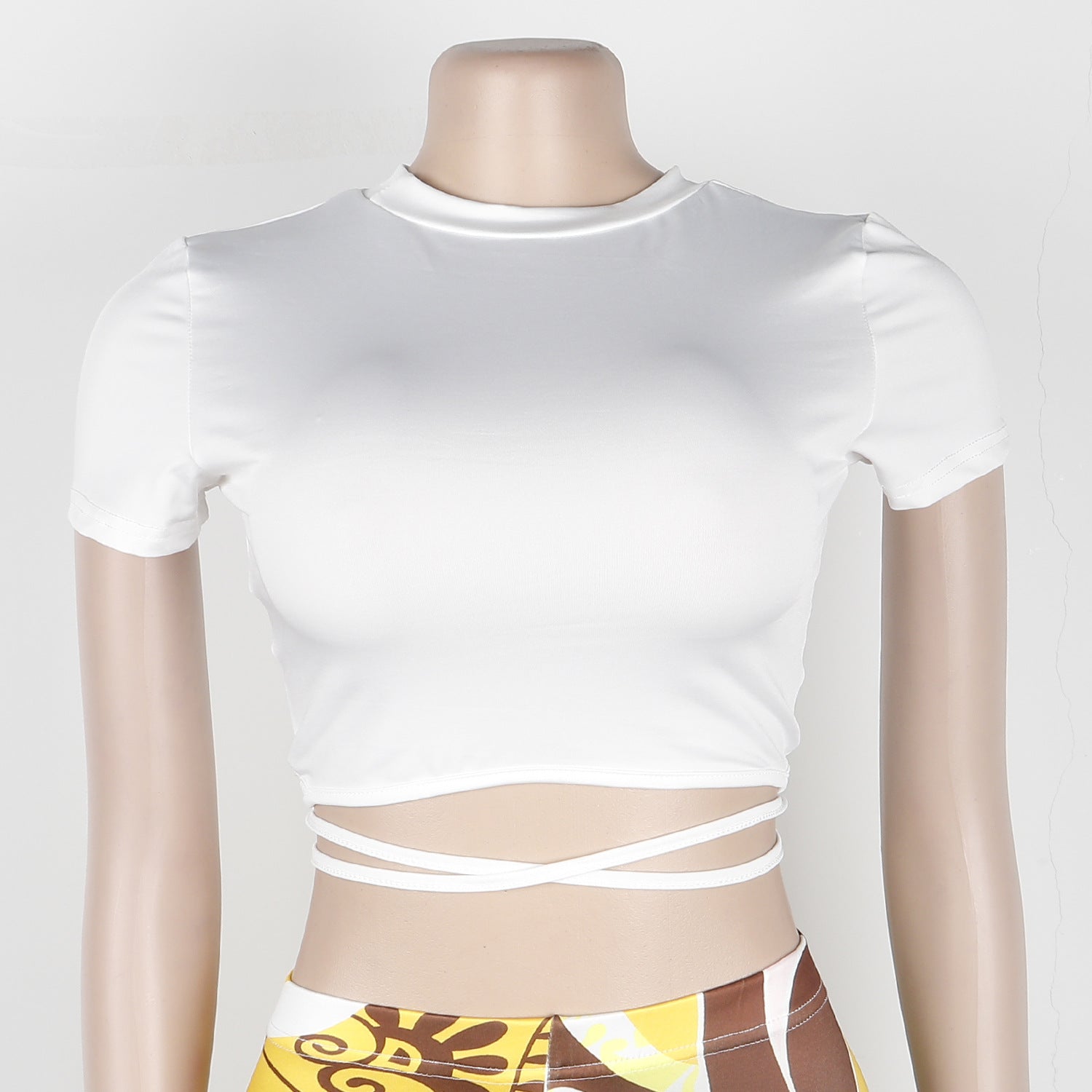 Women Sexy Short Sleeve Top+ Printed Trousers Two-piece Set 19