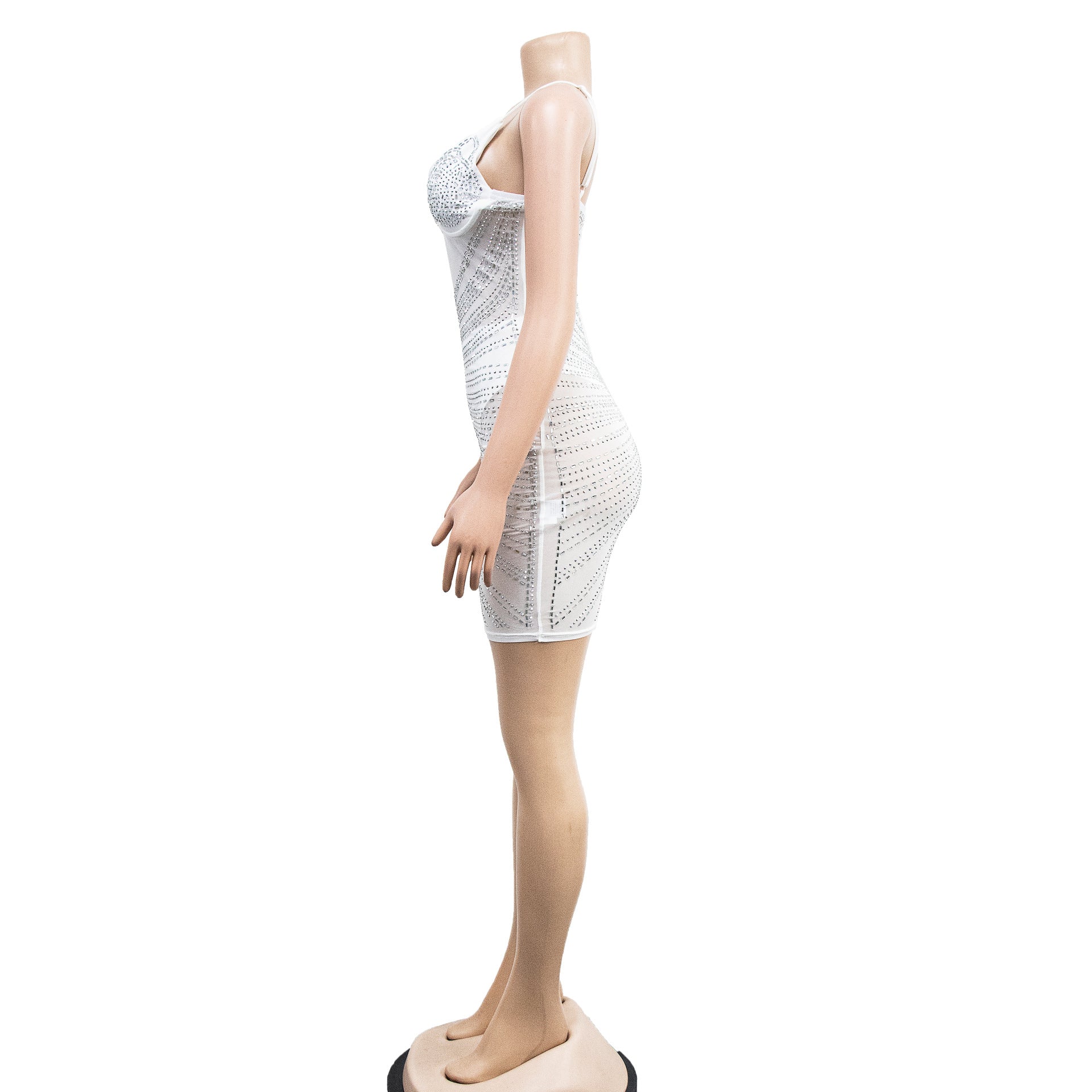 Women's Fashion Beaded Mesh straps Sleeveless club Dress 20