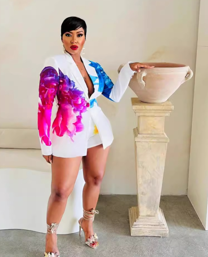 Sexy Plus size suit printed blazer shorts set