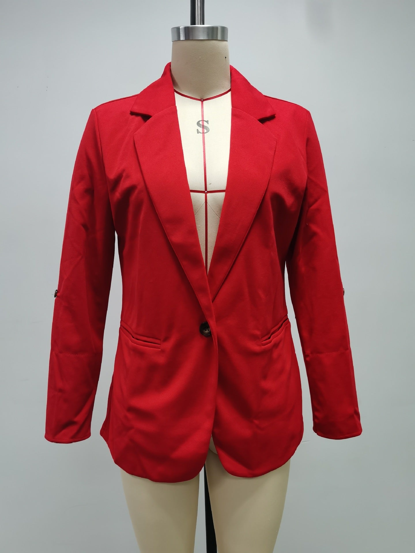 Autumn And Winter Fashion Patchwork Turndown Collar Slim Chic Blazer 32