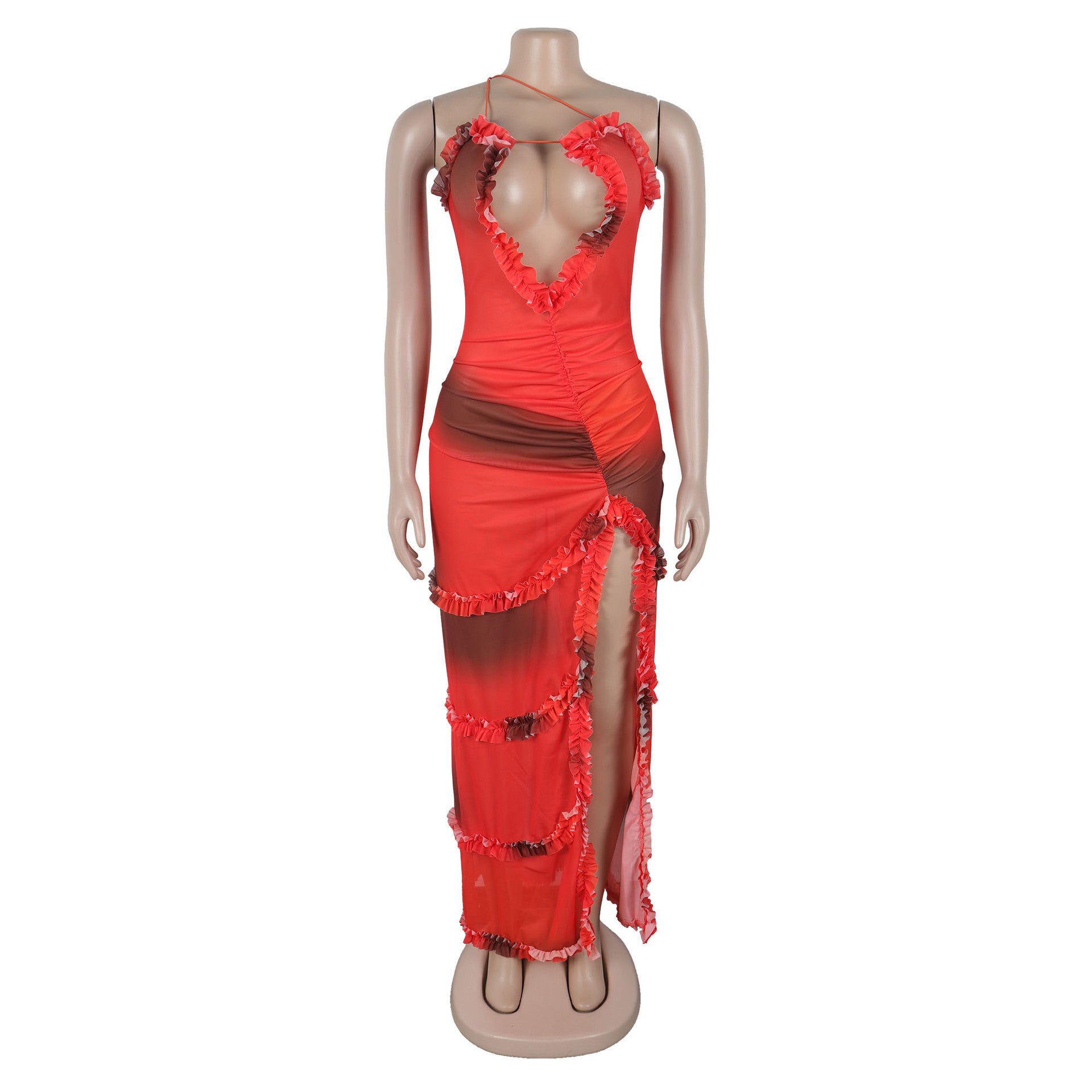 Women's Strap Hollow Lace Slit Dress 8