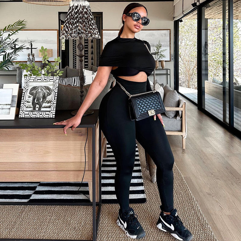 Women Hollow Casual Short Sleeve High Neck Jumpsuit 4