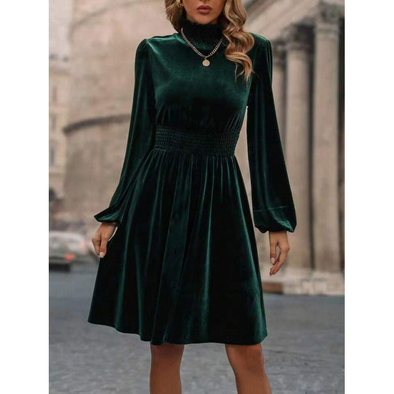 Women Velvet Long Sleeve Dress 9