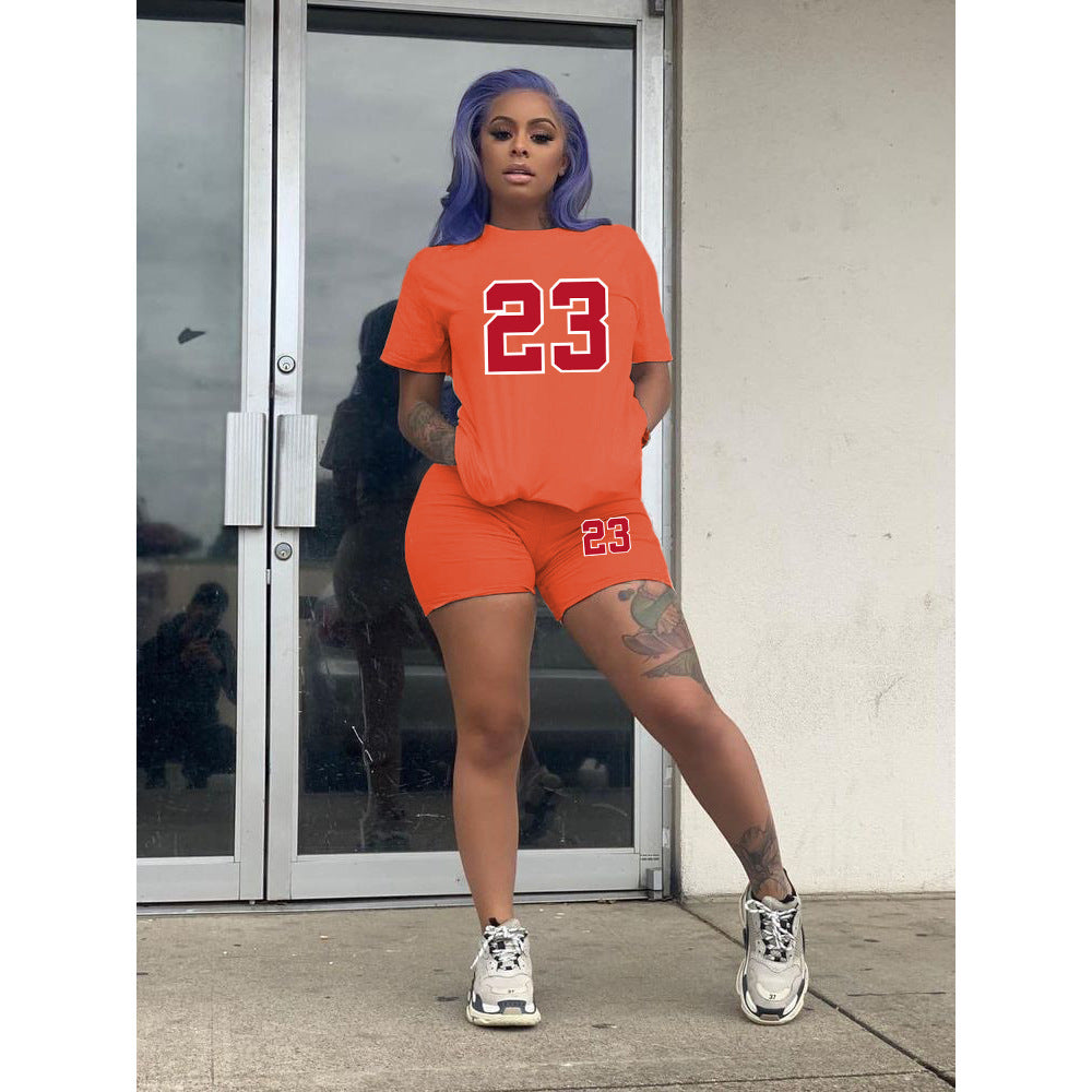 Plus Size Women'S T-Shirt Shorts Set Two Piece Tracksuit 6