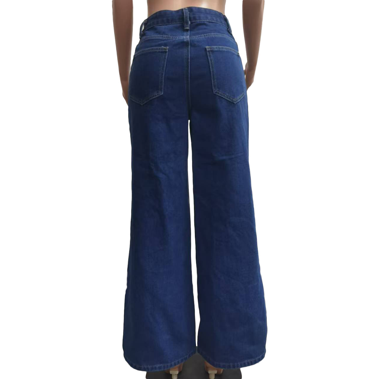 Women Stretchy Hollow Embroidery Heart Print Denim Pants 8