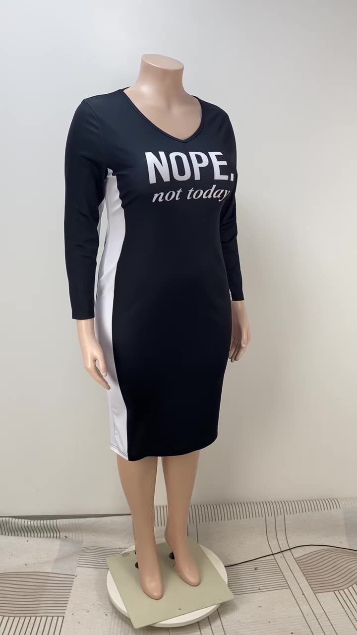 Plus Size Women v-neck Bodycon Dress 5