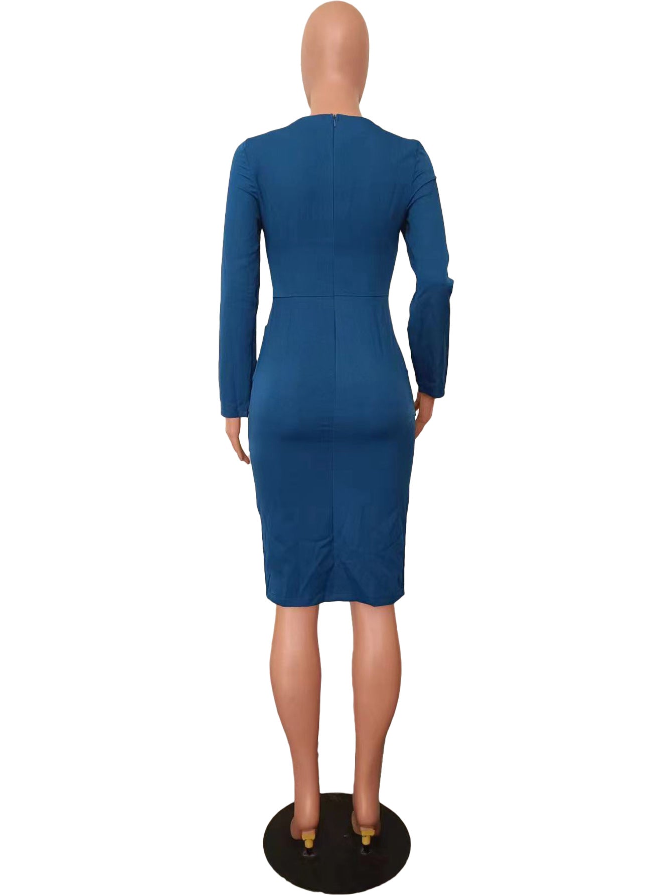 Women Solid Long Sleeve Patchwork Dress 20