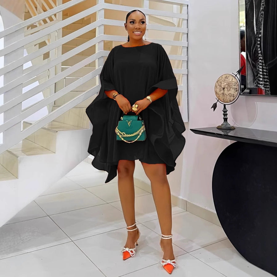 Women Elegant Chiffon Cape Dress 7