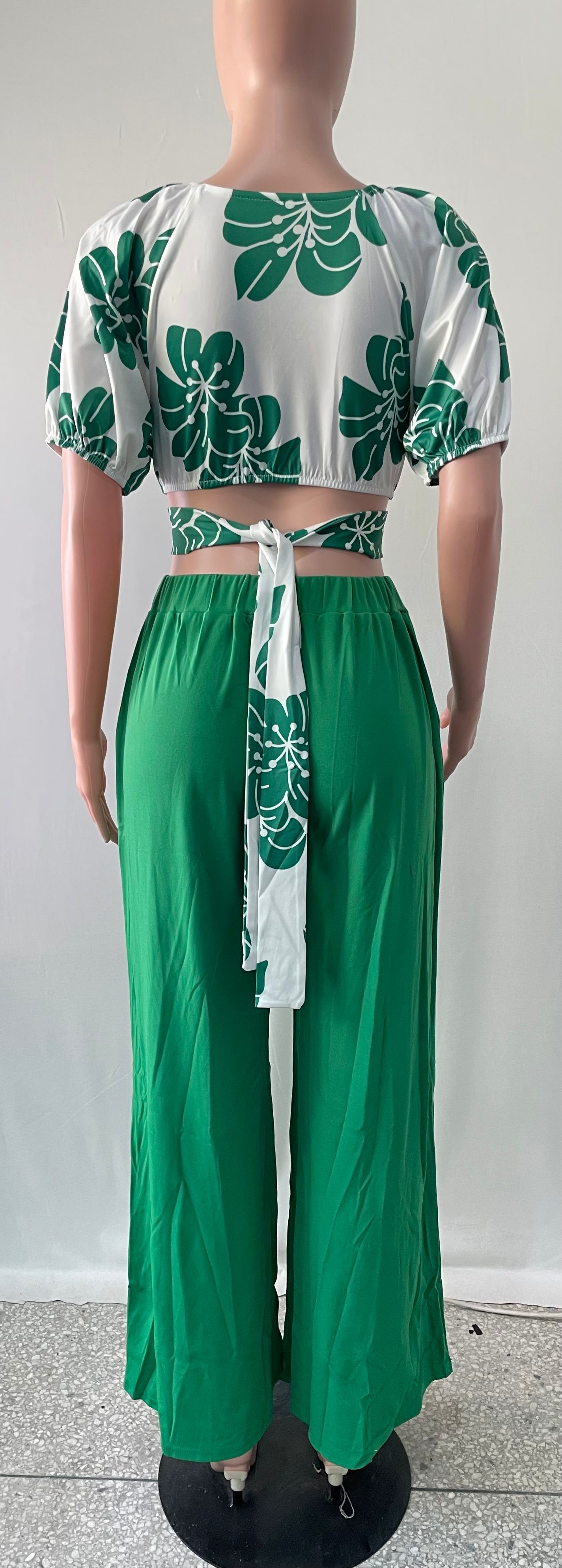 Women's Summer Casual Off Shoulder Print Two Piece Set 9