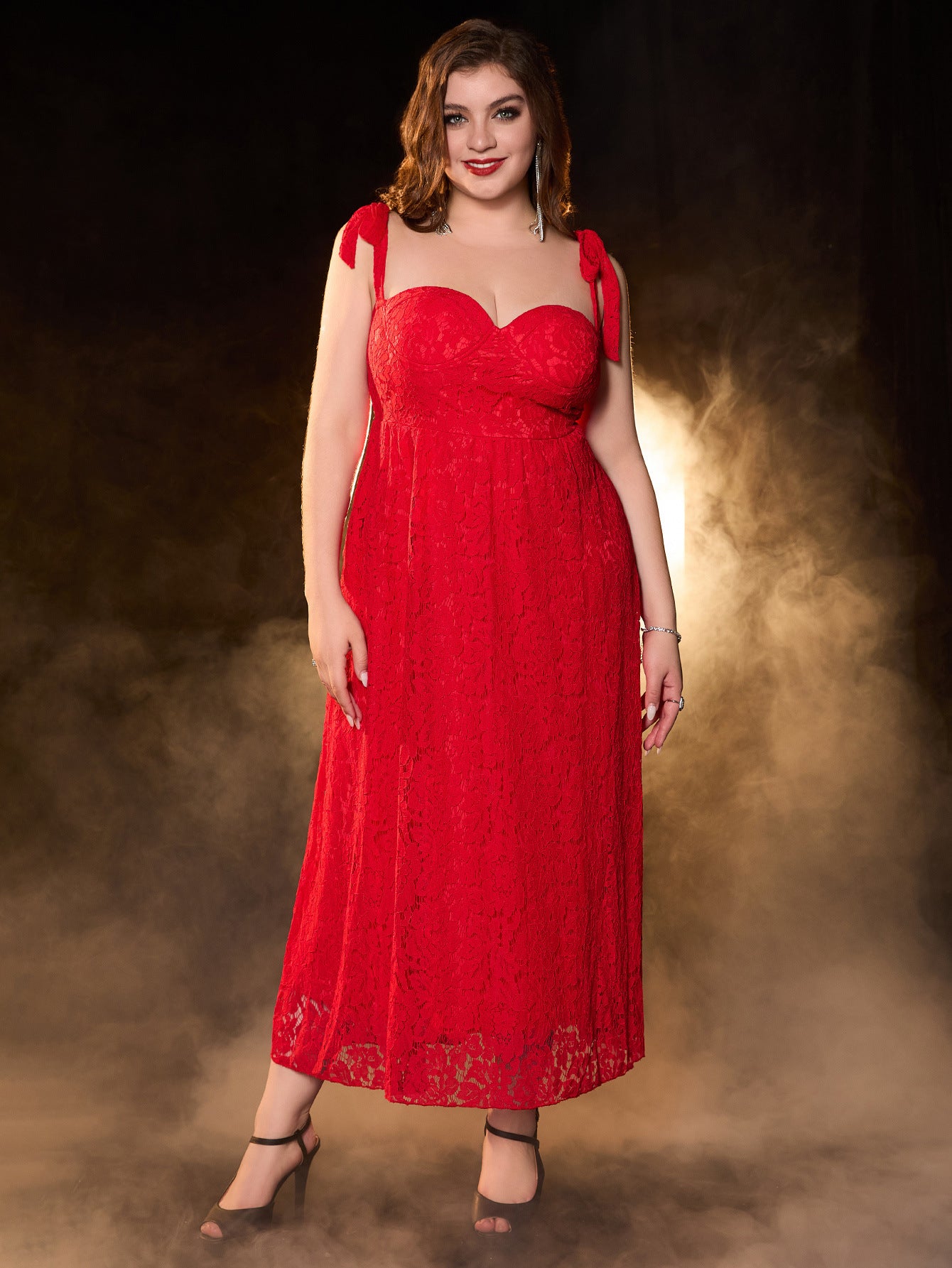 Plus Size Strap Lace Formal Party Ball Gown 7