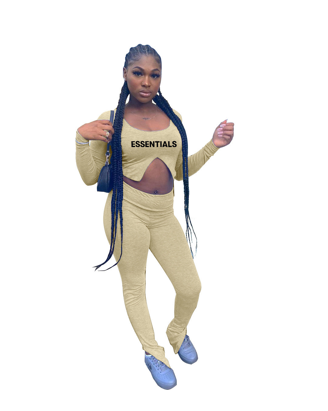 Women Letter Printed Long Sleeve Top and Pant Two-piece Set 14