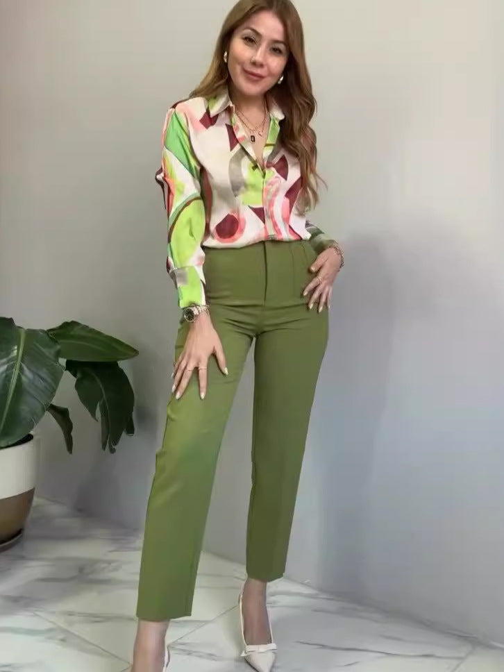 Women Summer Printed Top and Pants Two-Piece Set