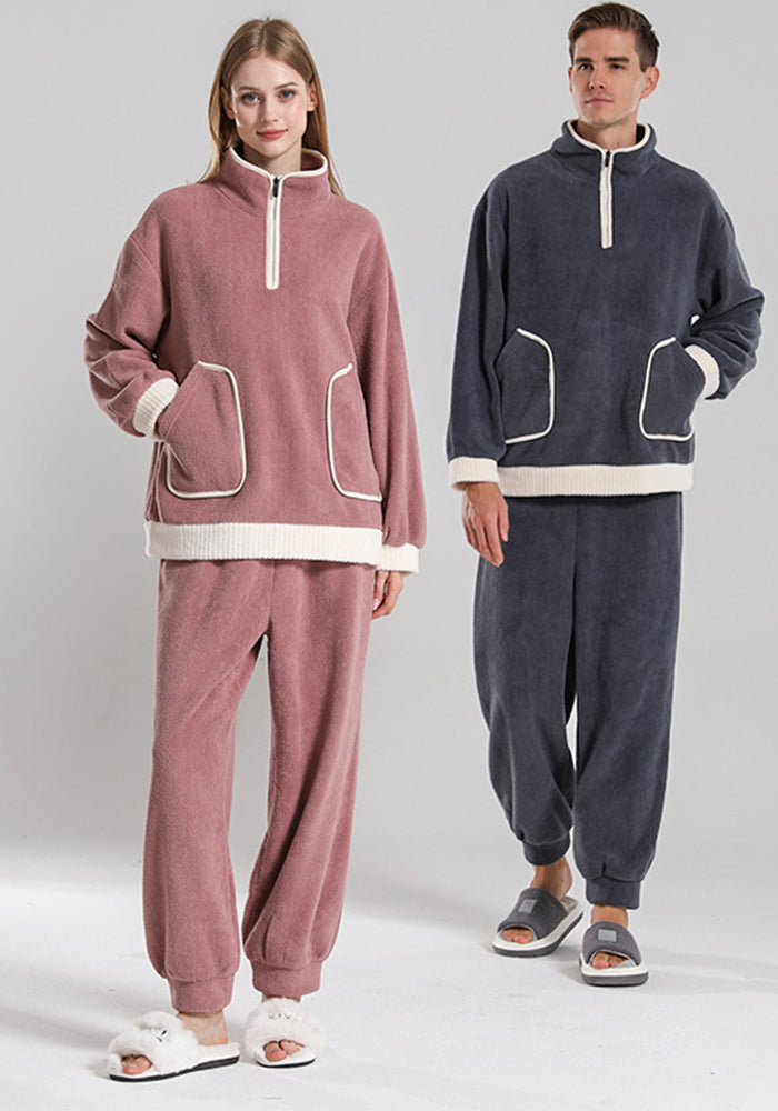 autumn and winter outdoor wear pullover couple home clothesvelvet pajamas for men and women