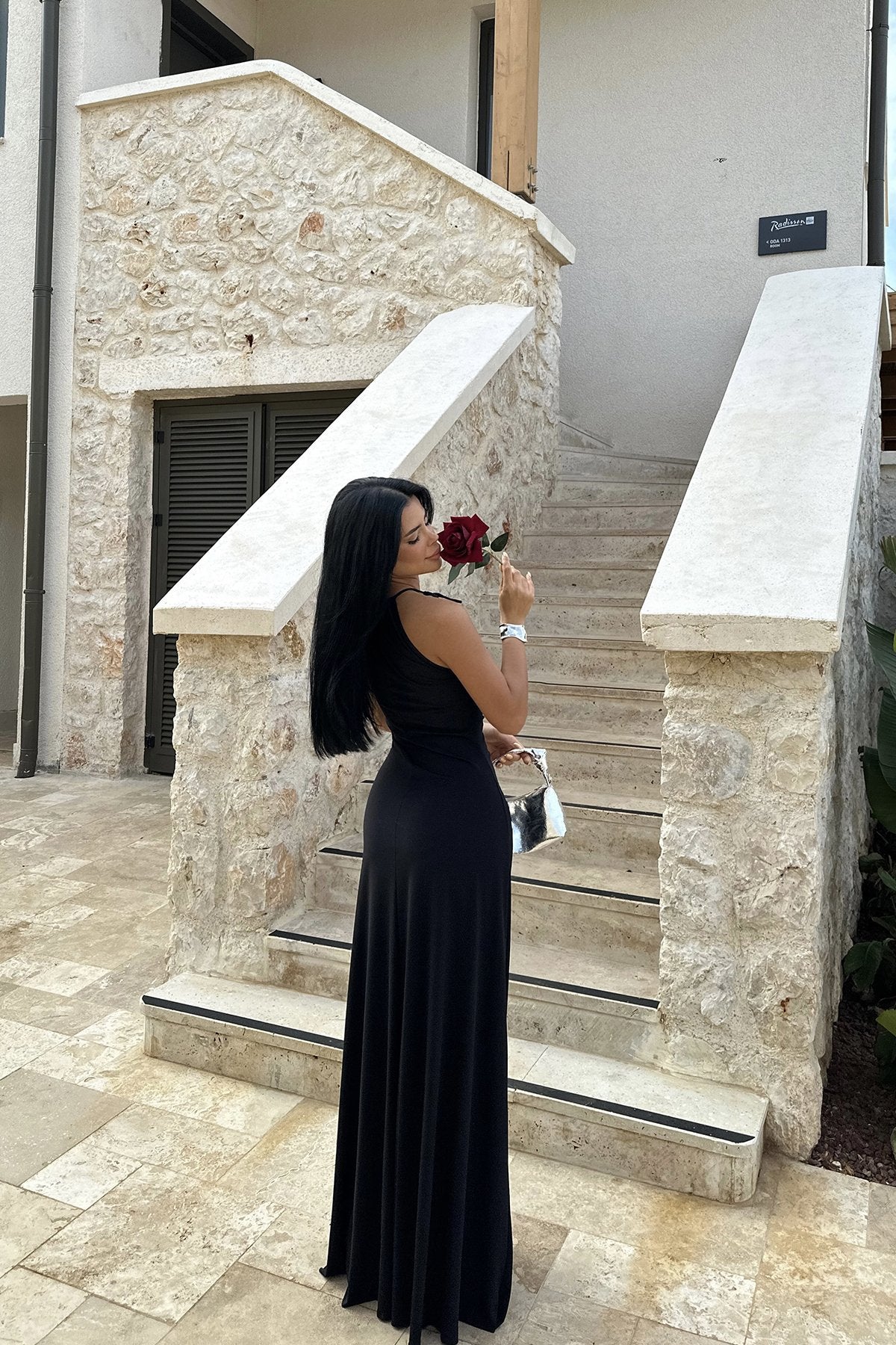 Summer Women's Sexy Hollow Strap Pleated Slim Chic Long Dress 4