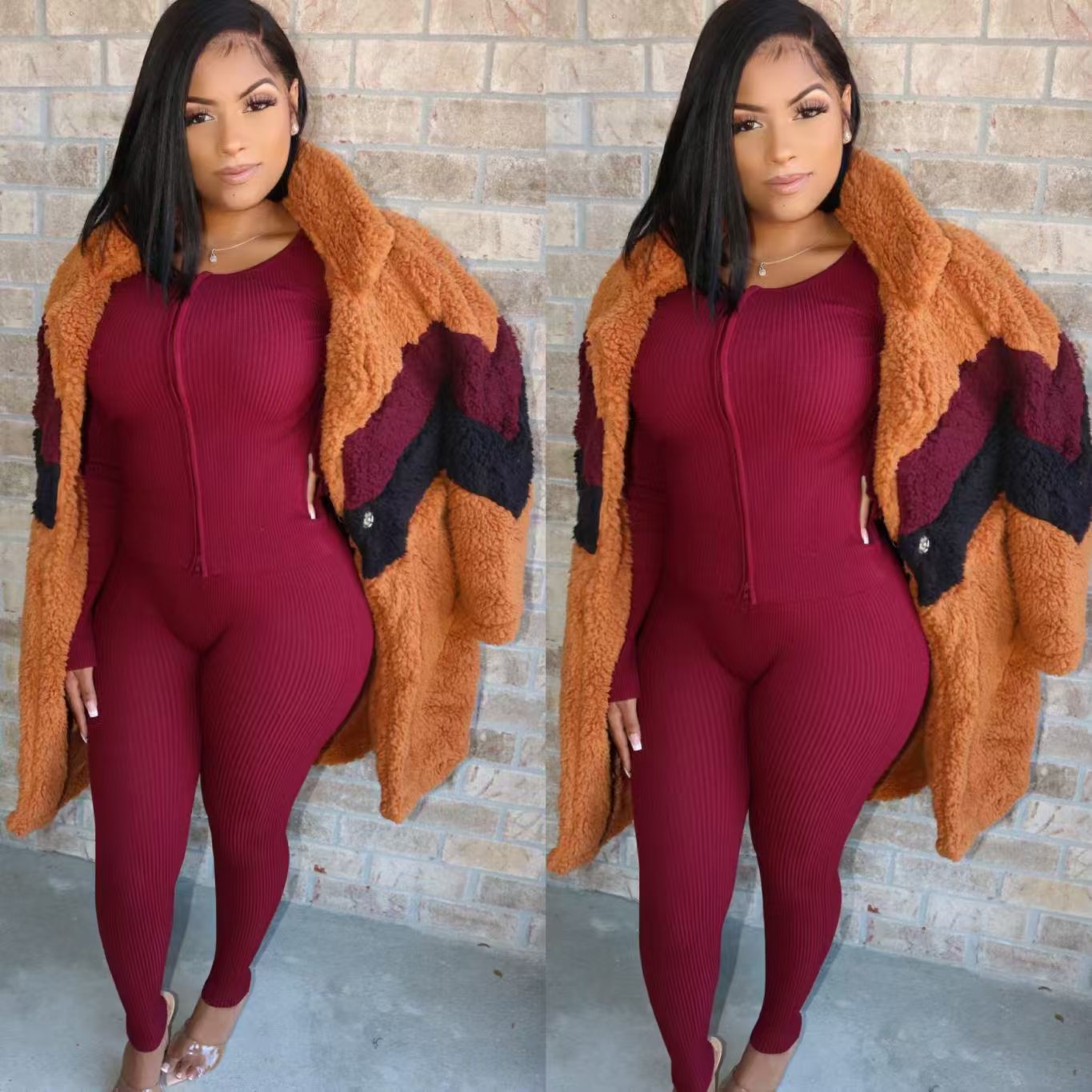 Women Winter Plush Patchwork Warm Jacket 3