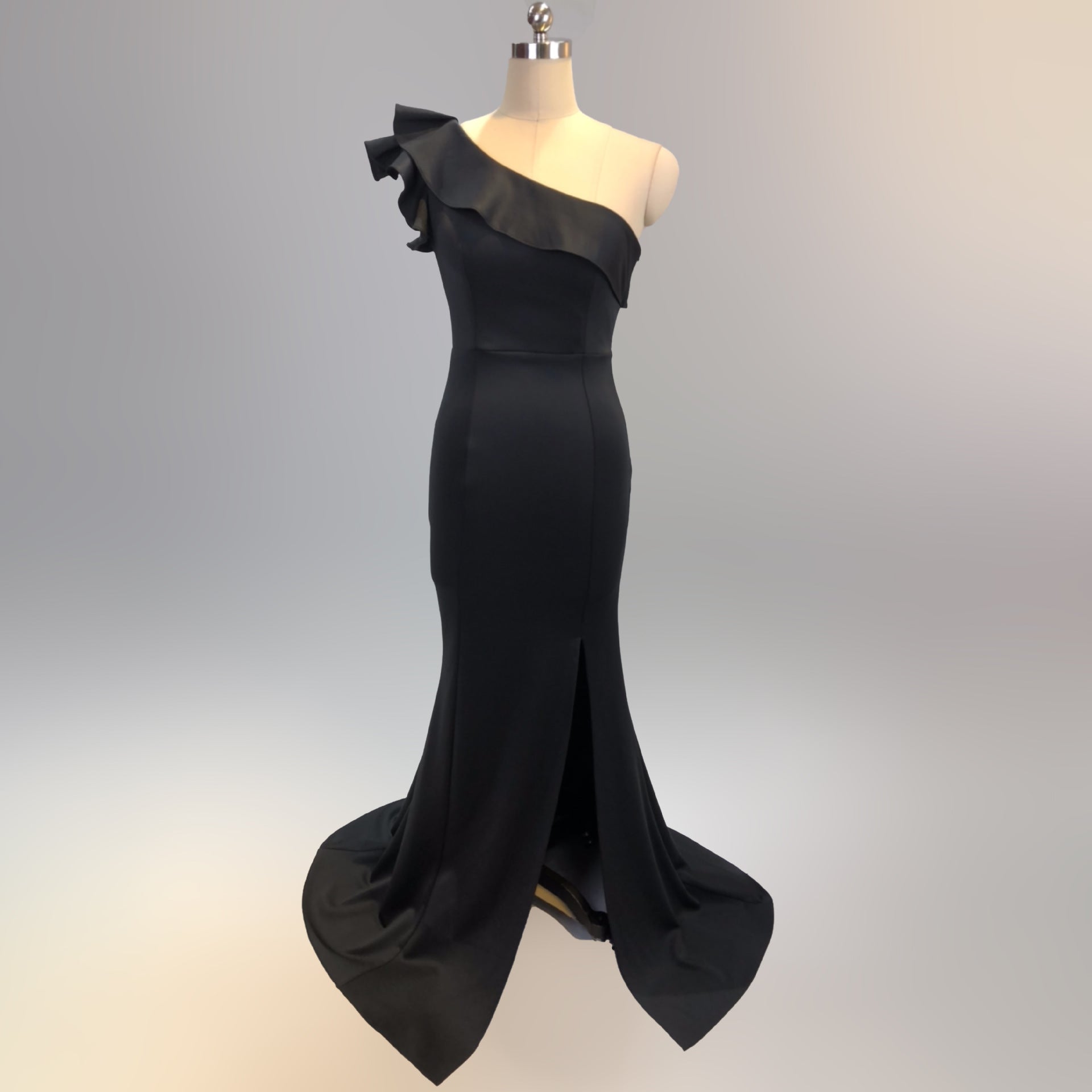 Women Summer Formal One Shoulder Shoulder High Slit Mermaid Evening Dress 13