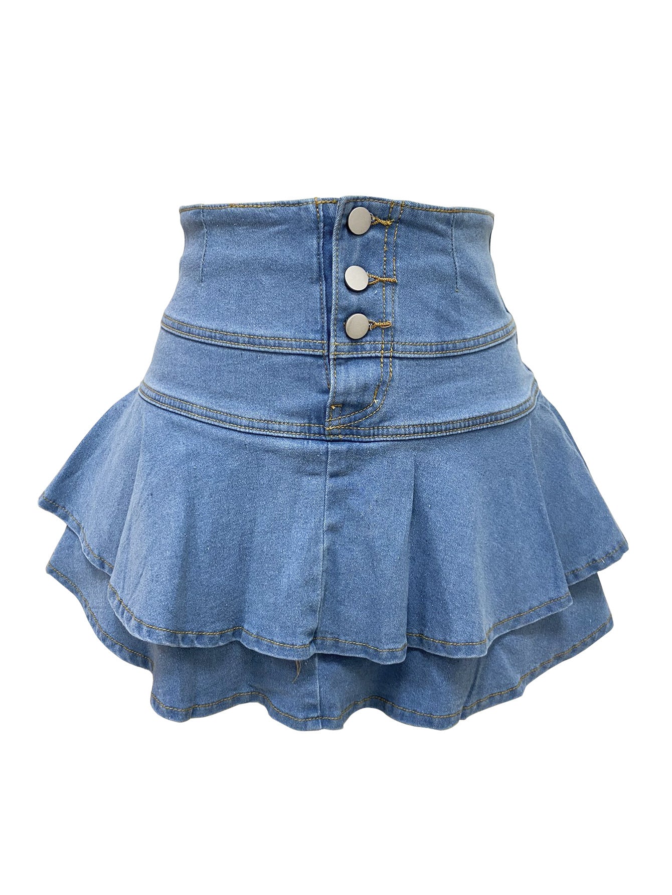 Women Summer Casual Zippered Double-Layered Ruffle Dress 6