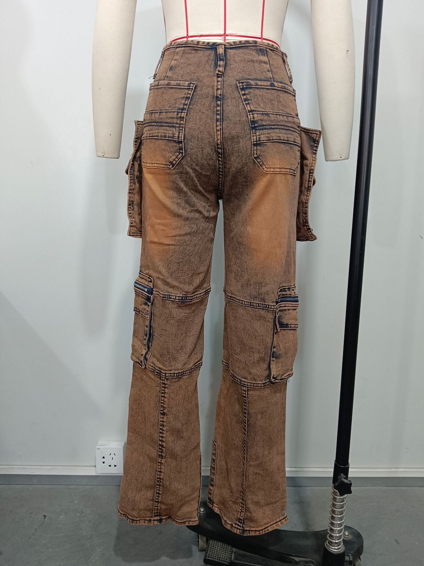 Stylish Casual Patchwork Multi-Pocket Denim Pants 23
